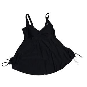 Aqua Eve Womens Tankini Swim Top Sz 14W Black with Adjustable Straps NWT
